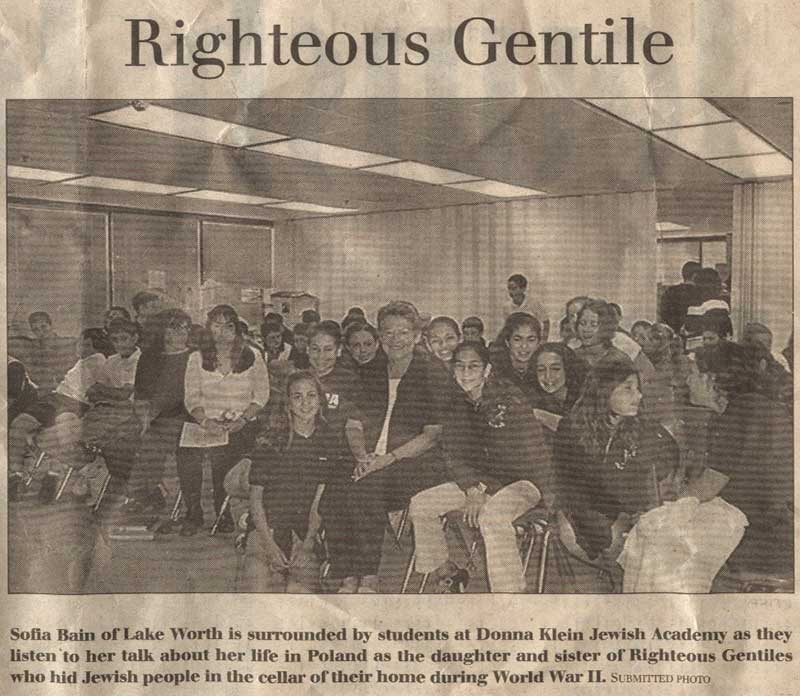 Newspaper clipping titled: Righteous Gentile.