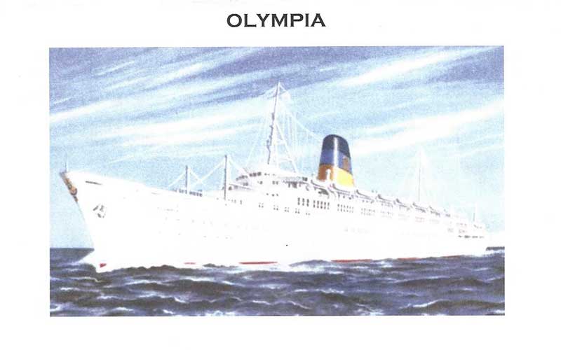 Old postcard of the ship Olympia.