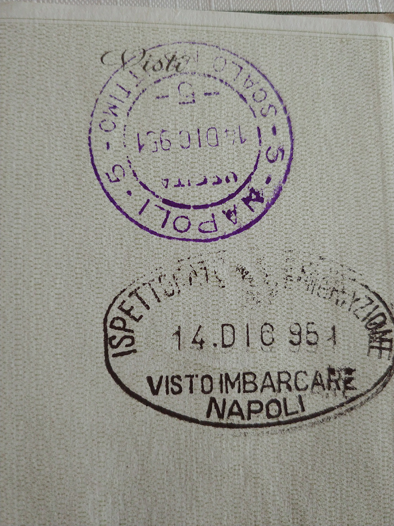Old travel document with Italian writing on it.
