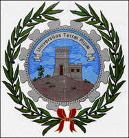 Coat of arms featuring castle rampart.