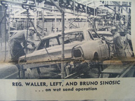 Newspaper article showing Bruno and co worker at a car plant.