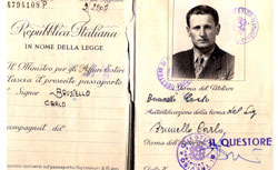 Italian passport showing photo page of young Carlo.
