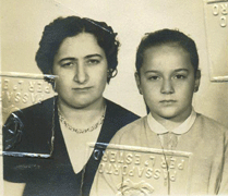 Passport photo of Rosa and Carmela with stamp markings. 