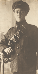 Portrait of young Hugh in a service uniform.