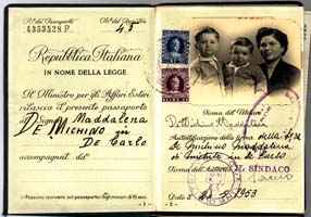 Passport photo page of Maddalena  DeCarlo.