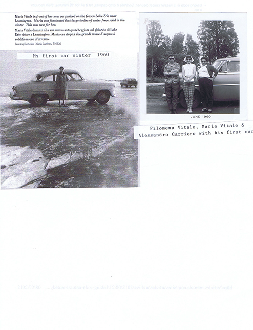Two old photos of a car pasted on one paper.