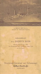 Old copy of ship's passenger list.