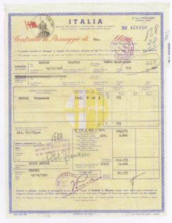 Yellow travel document showing Italian entries and amounts.