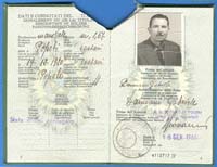 Italian passport photo page showing man's face.