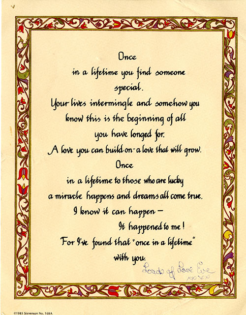 A beautiful message on a yellow paper with printed border.