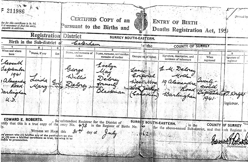 Old certified copy of Birth and Death registration.