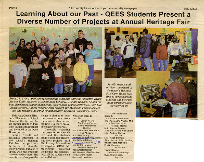A newspaper clipping from The Country Line Courier, with the title Learning About Our Past.