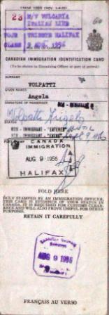 Canadian Immigration Identification Card.