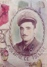 Watercolor of military man with 41st Reg Artigl. C.C Folgore printed beneath.