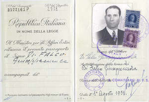 Italian passport photo page of Giuseppe Di Falco.