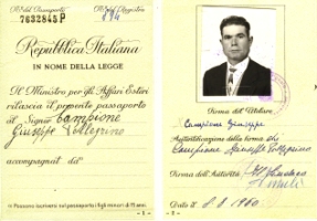 Italian passport and photograph of young Dominic Campione.