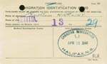 Kathleen's Immigration Identification Card, with number 29.