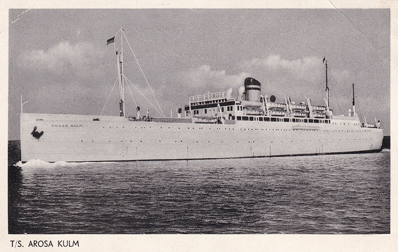 Postcard of a ship, Arosa Kulm.
