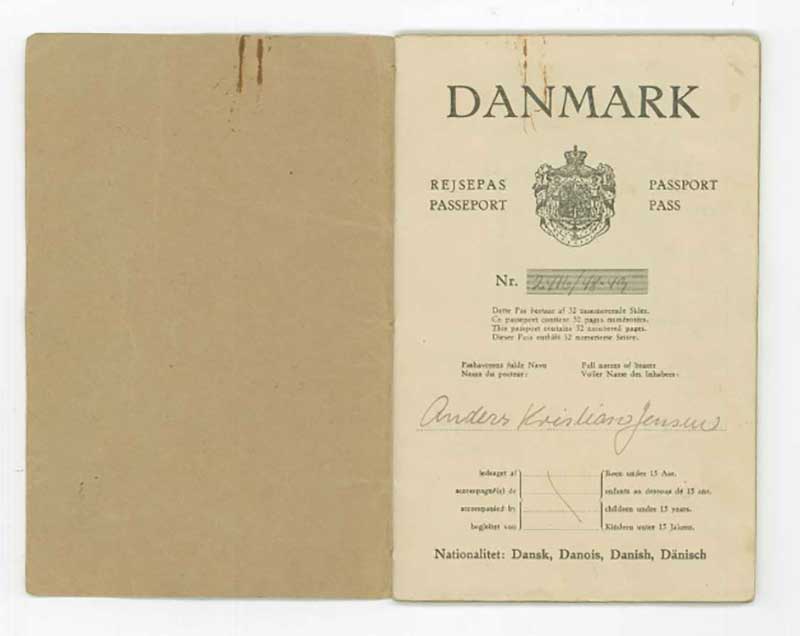Denmark Passport first page.