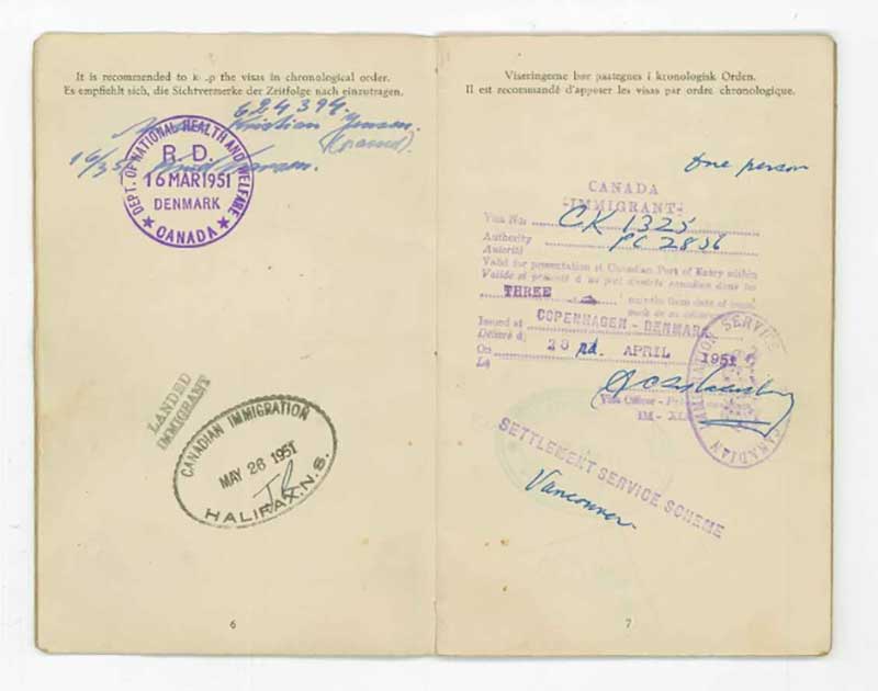 Passport Page with Canadian Immigration stamp.