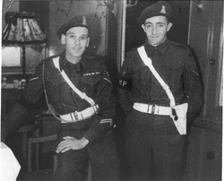 Young Cecil with fellow soldier in uniform.