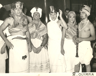 Five young people dressed in Egyptian costumes.