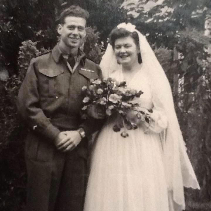 Wedding photo Barrie Wingrave, Canadian army and Lorill Wingrave, Royal Navy