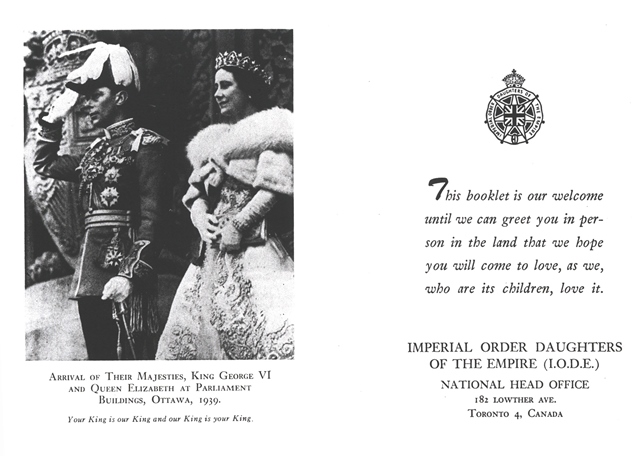 IODE: Booklet of Welcome: Imperial Order Daughters of the Empire.