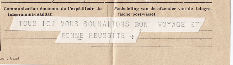 Travel details typed on an old document.