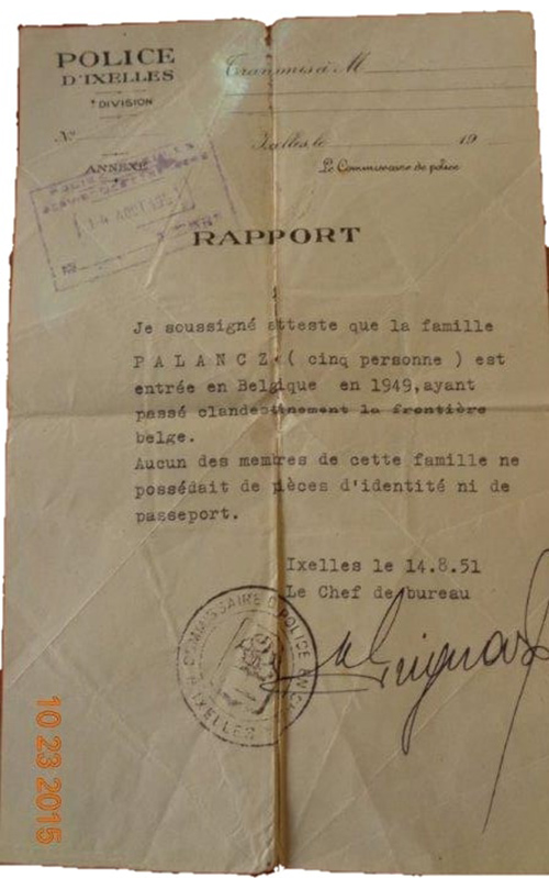 Old faded document with details in French.