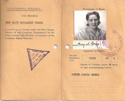 Part of travel document with photo of young Mary.