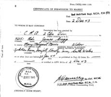 Old document reading Certificate of Permission to Marry.