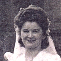 Old grainy photo of Molly as a young bride.