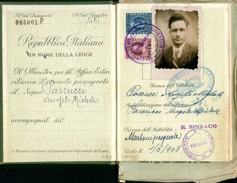 Pascucci - photo page of passport.