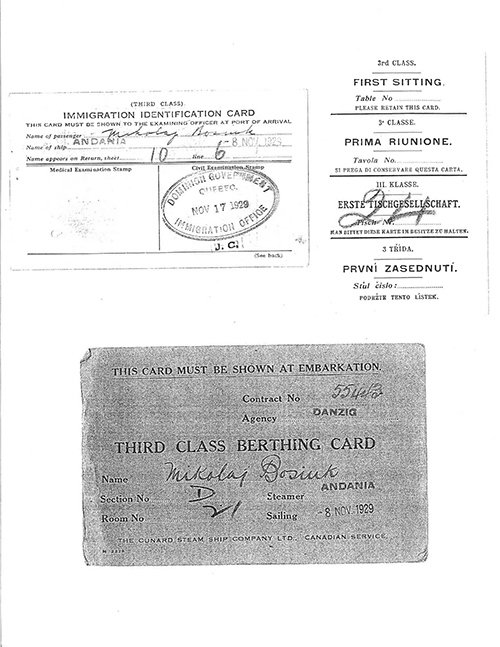 Collage of three documents of Immigration.
