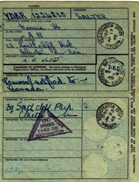 Green travel document with name Salter written at the top.