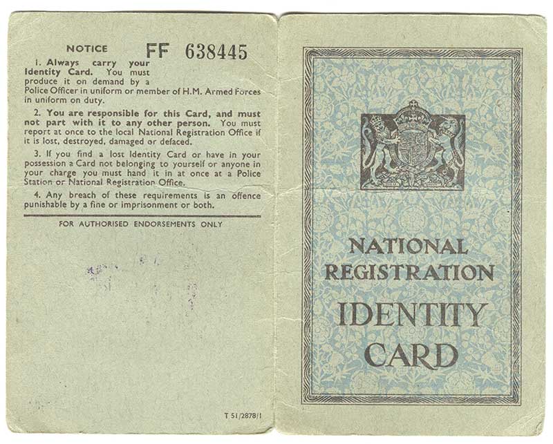 Green National registration identity card.