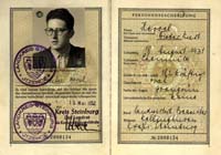 German passport photo page of Peter Hessel.