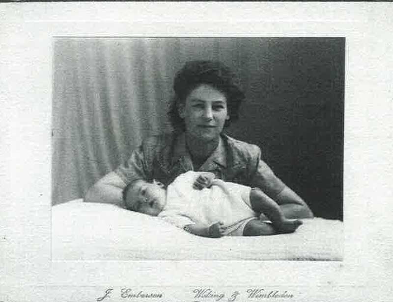 Phyllis Irene West and son Clifford (front) April 9 1946, 7 weeks old