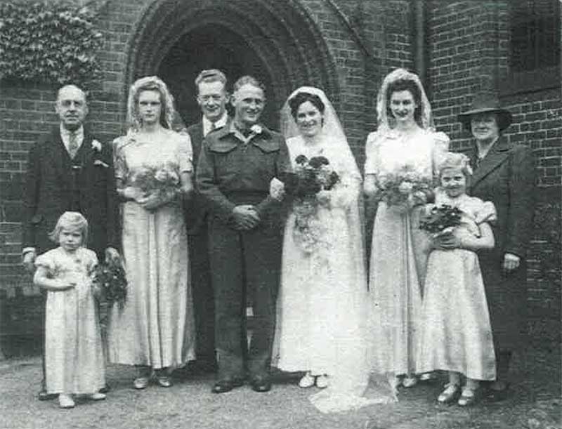 Phyllis Irene West Wedding Photo 'Outside Church of England May 24 1945' Woking, Surrey