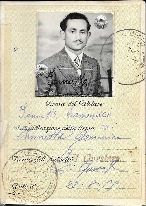 Old passport of young man.