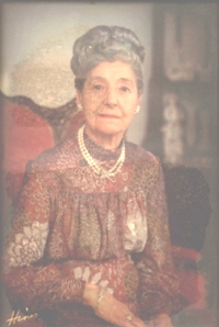 Beautiful coloured portrait of Sadie as an older woman, wearing pearls.