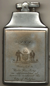 Old lighter, the name Sadie Fineberg engraved as presentation.