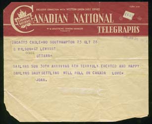 Photograph of an old telegraph, Canadian National Telegraphs inscribed above.