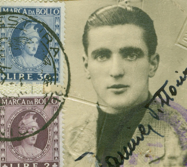 Close up of passport photo of Vittorio.