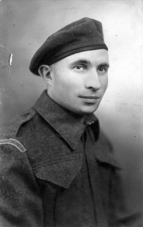 Portrait of a young man in military uniform.