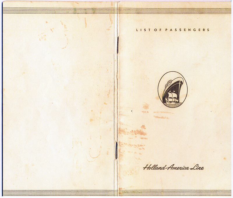 Cover of a book titled List of passengers Holland America Line.