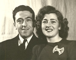 Head and shoulders portrait of young couple, Betty and Bill.