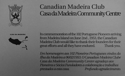 Canadian Madeira Club plaque
